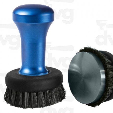 Pěchovadlo kávy - Tamper s kartáčkem 58 mm matný hliník červený