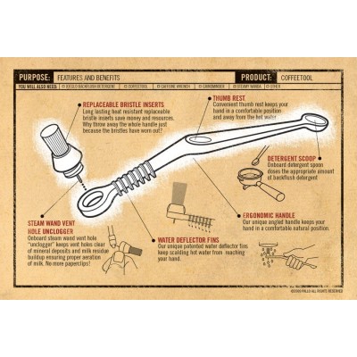 Kartáček PALLO na čištění hlavy kávovaru oranžoví