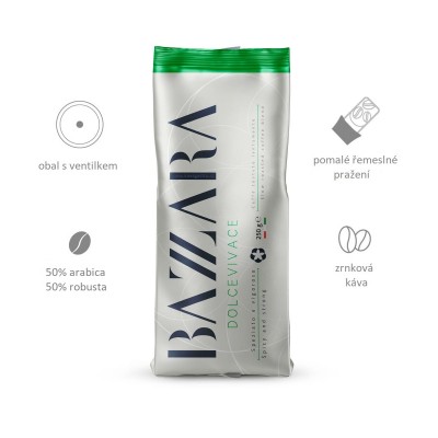 Bazzara Dolcevivace 250 g zrnková káva 50% arabica 50% robusta