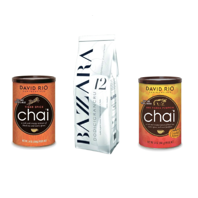 Set Káva + Chai  Bazzara DodiciGrancru 1 kg + 2x David rio